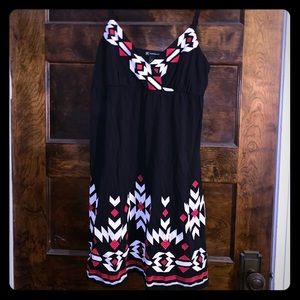 Black and red geometric dress